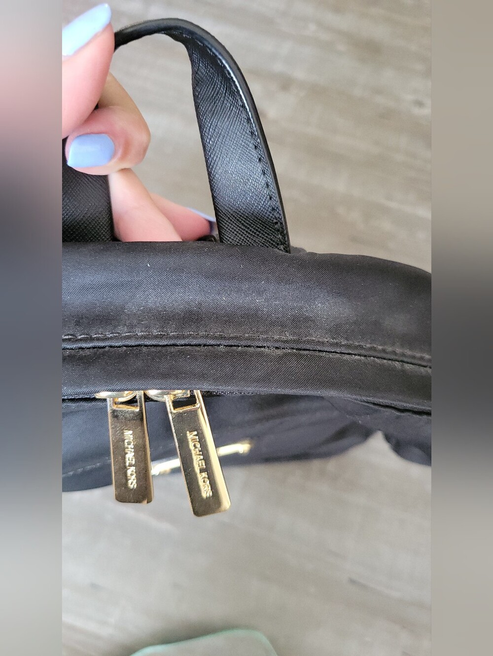 Michael Kors Black Nylon Backpack with Gold Accents - Picture 14 of 16